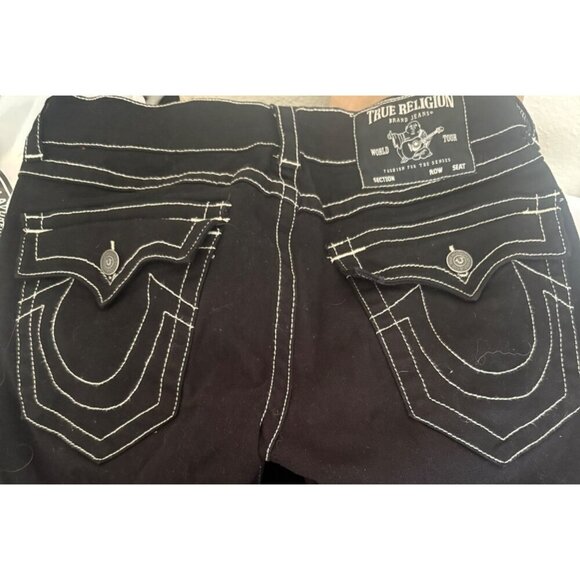 True Religion Black Skinny Jeans Womens Size 28 White Contrast Stitching & Disti - Picture 6 of 7